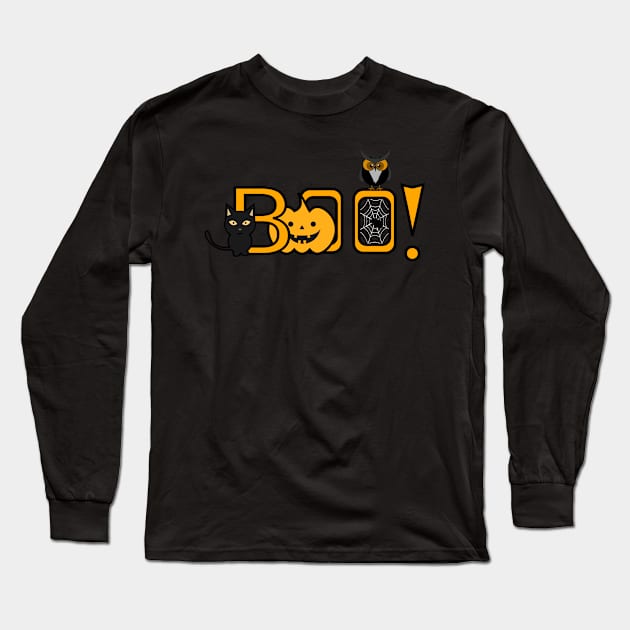 Boo, it's Halloween! Long Sleeve T-Shirt by cocodes